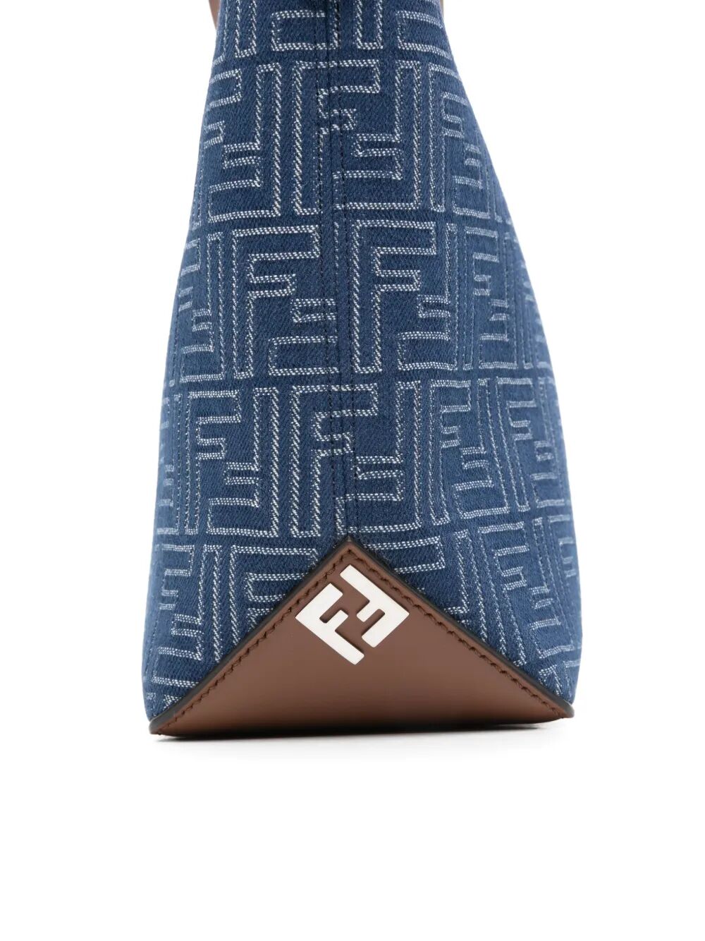 DENIM EFFECT FF JACQUARD SMALL SHOPPING BAG