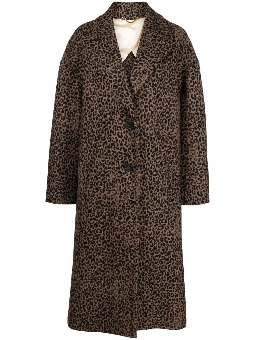 SINGLE-BREASTED COCOON WOOL COAT WITH JACQUARD MOTIF