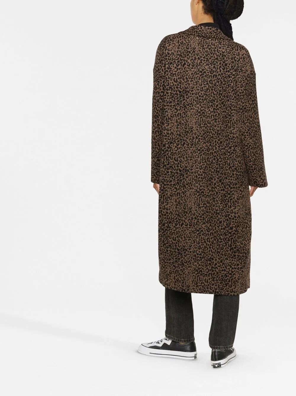 SINGLE-BREASTED COCOON WOOL COAT WITH JACQUARD MOTIF