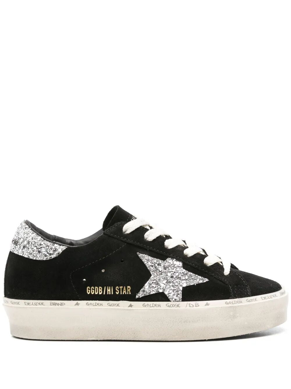 HI STAR SUEDE SNEAKERS WITH GLITTERED STAR AND HEEL TAB