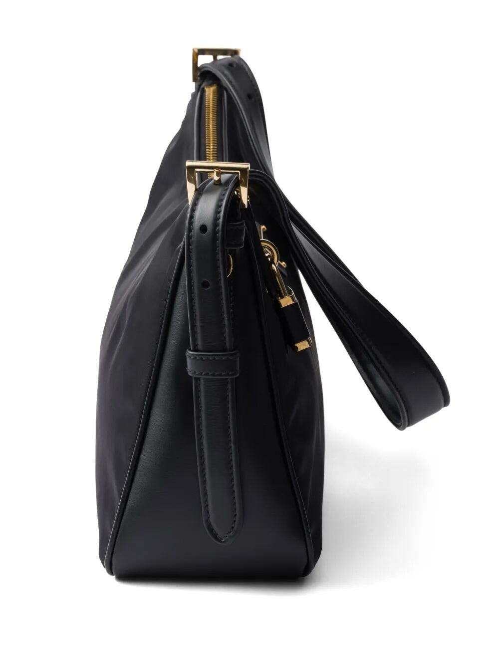 AIMÉE LARGE RE-NYLON AND LEATHER SHOULDER BAG WITH PADLOCK