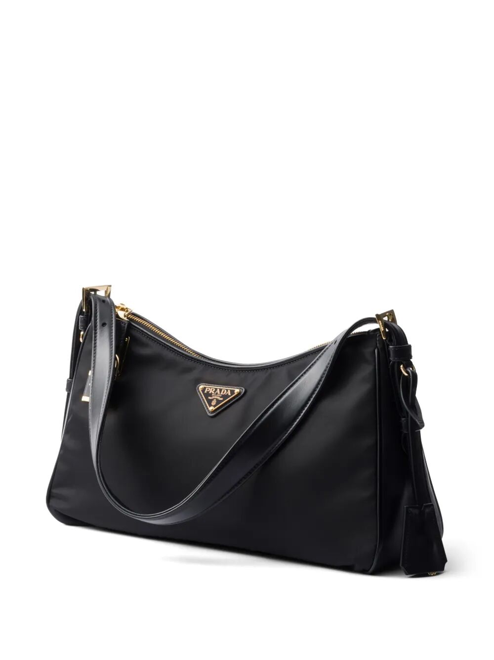 AIMÉE LARGE RE-NYLON AND LEATHER SHOULDER BAG WITH PADLOCK