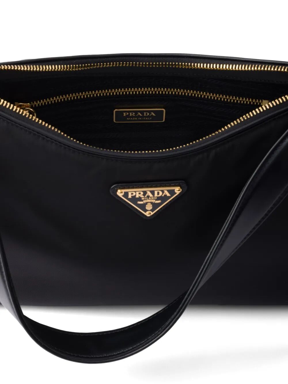 AIMÉE LARGE RE-NYLON AND LEATHER SHOULDER BAG WITH PADLOCK