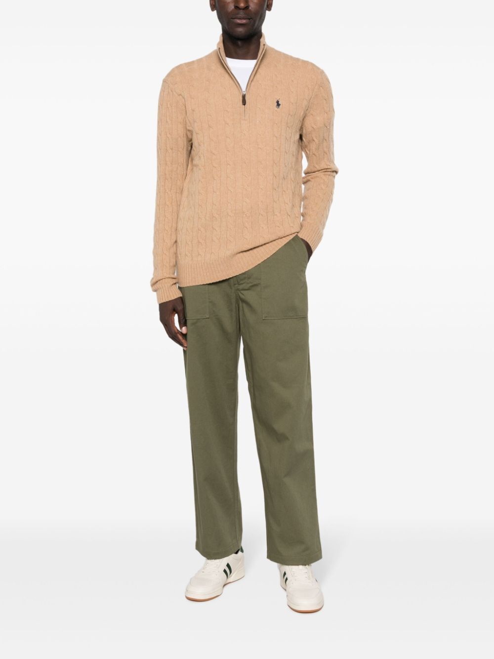 CABLE-KNIT HALF-ZIP SWEATER