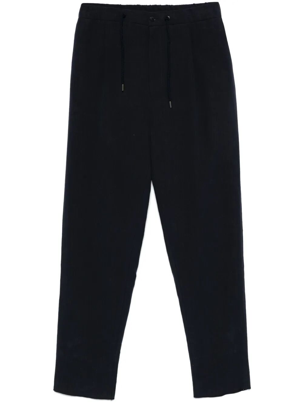 PLEAT-DETAILING STRAIGHT LEG LINEN TROUSERS
