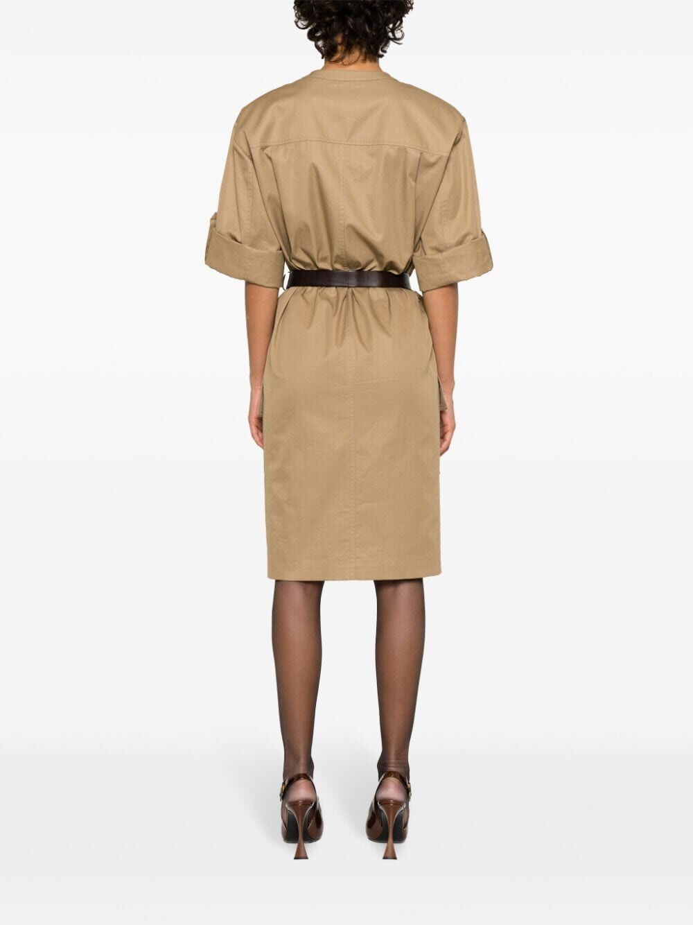BELTED COTTON TWILL DRESS