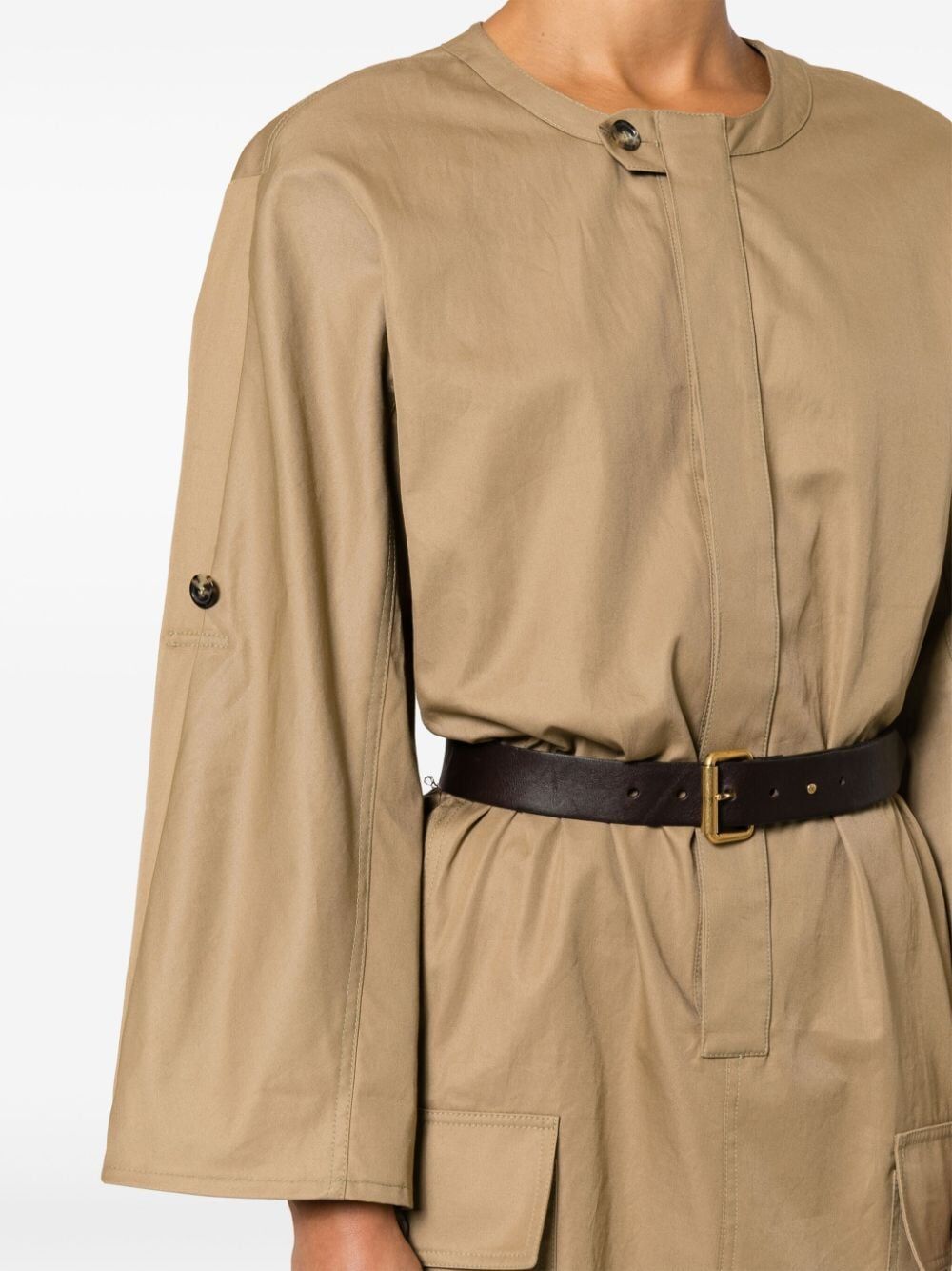 BELTED COTTON TWILL DRESS