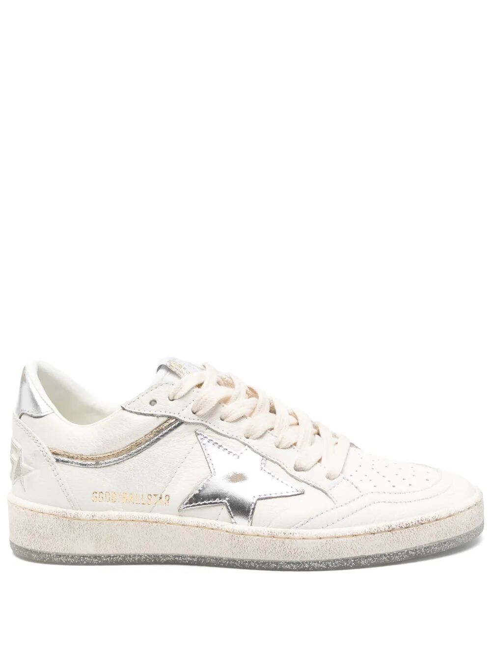 BALL STAR SNEAKERS IN VINTAGE EFFECT LEATHER WITH SILVER STAR AND HEEL TAB