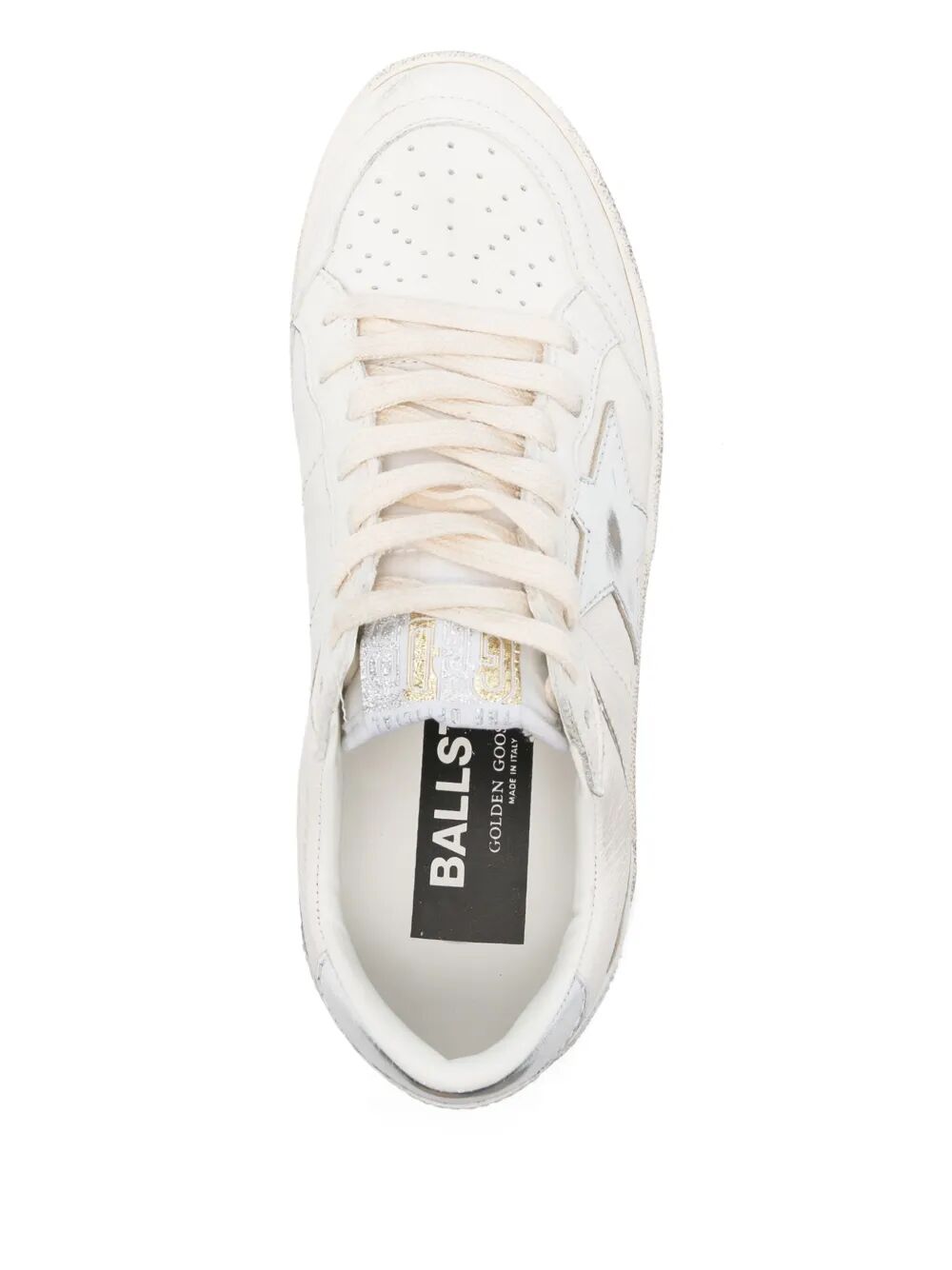 BALL STAR SNEAKERS IN VINTAGE EFFECT LEATHER WITH SILVER STAR AND HEEL TAB