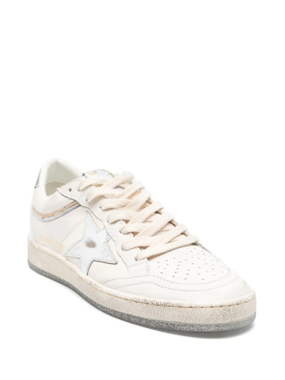 BALL STAR SNEAKERS IN VINTAGE EFFECT LEATHER WITH SILVER STAR AND HEEL TAB