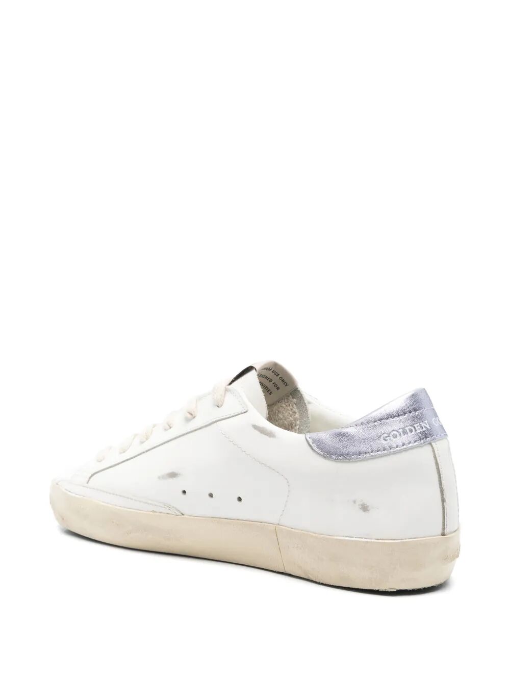 SUPER-STAR SNEAKERS IN VINTAGE EFFECT LEATHER WITH GLITTERED STAR AND GLYCINE LEATHER HEEL TAB