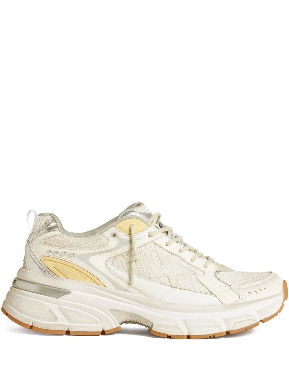 LIGHTSTAR SNEAKERS IN WHITE LEATHER AND MESH WITH WORN-WHITE STAR
