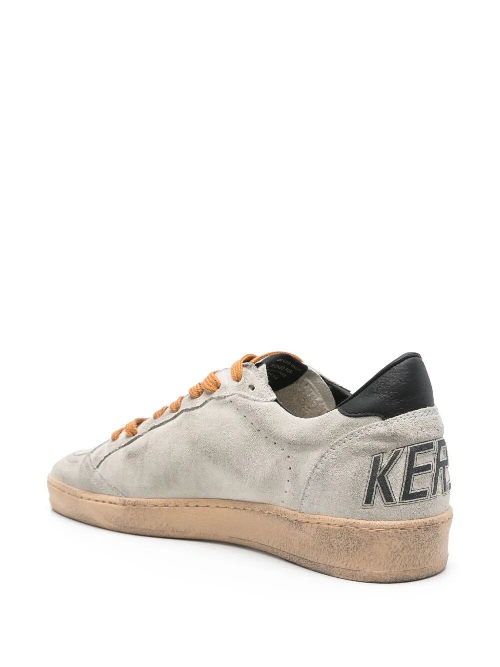 BALL STAR GRAFFITI DETAILS SUEDE SNEAKERS WITH BLACK LEATHER STAR AND HEEL TAB