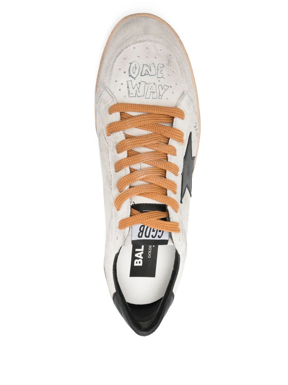 BALL STAR GRAFFITI DETAILS SUEDE SNEAKERS WITH BLACK LEATHER STAR AND HEEL TAB