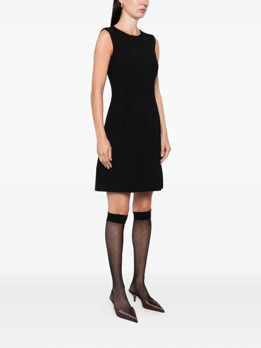 LEOPARD-PRINT LINING SLEEVELESS MINI DRESS
