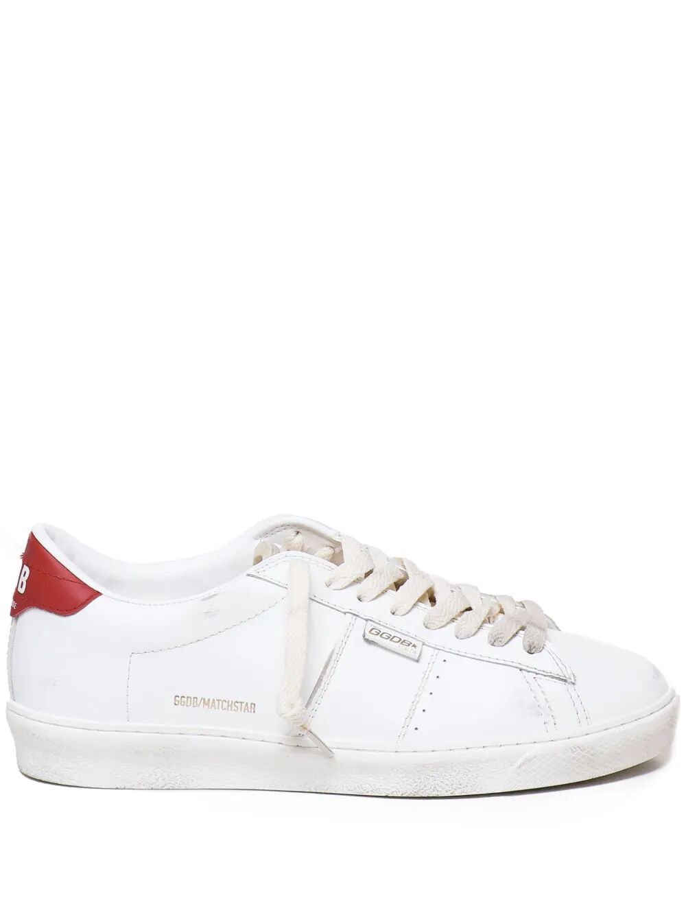 MATCHSTAR SNEAKERS IN GLOSSY LEATHER WITH GLOSSY RED LEATHER HEEL TAB