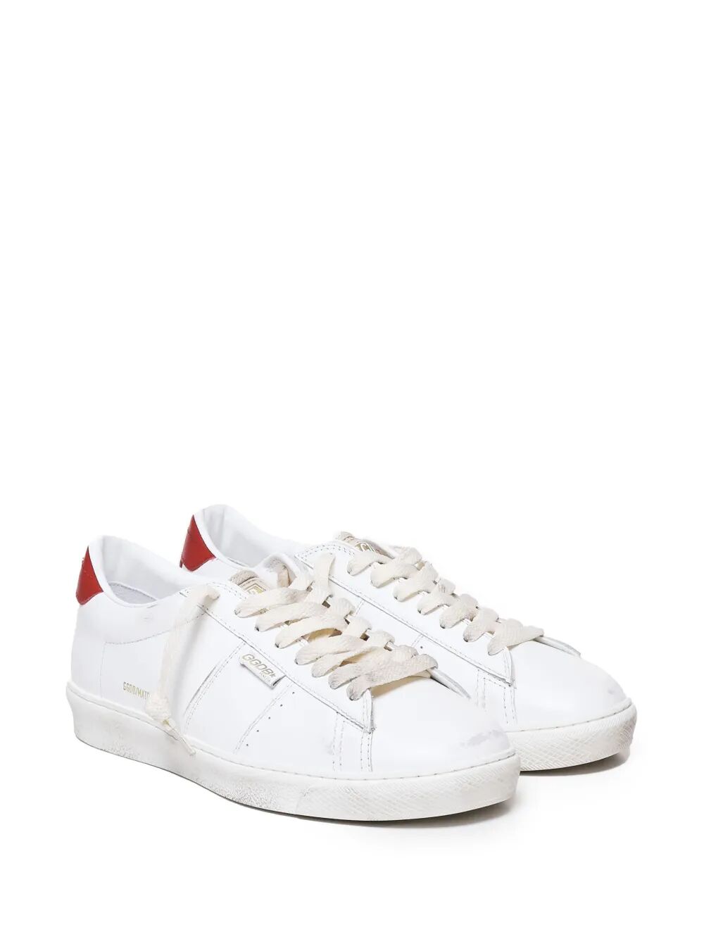 MATCHSTAR SNEAKERS IN GLOSSY LEATHER WITH GLOSSY RED LEATHER HEEL TAB