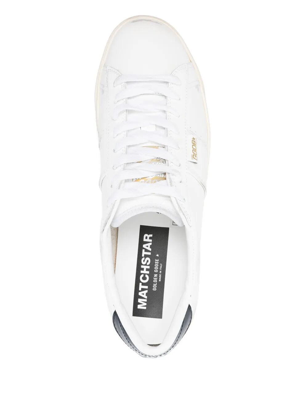 MATCHSTAR SNEAKERS IN LEATHER WITH DARK BLUE LEATHER HEEL TAB