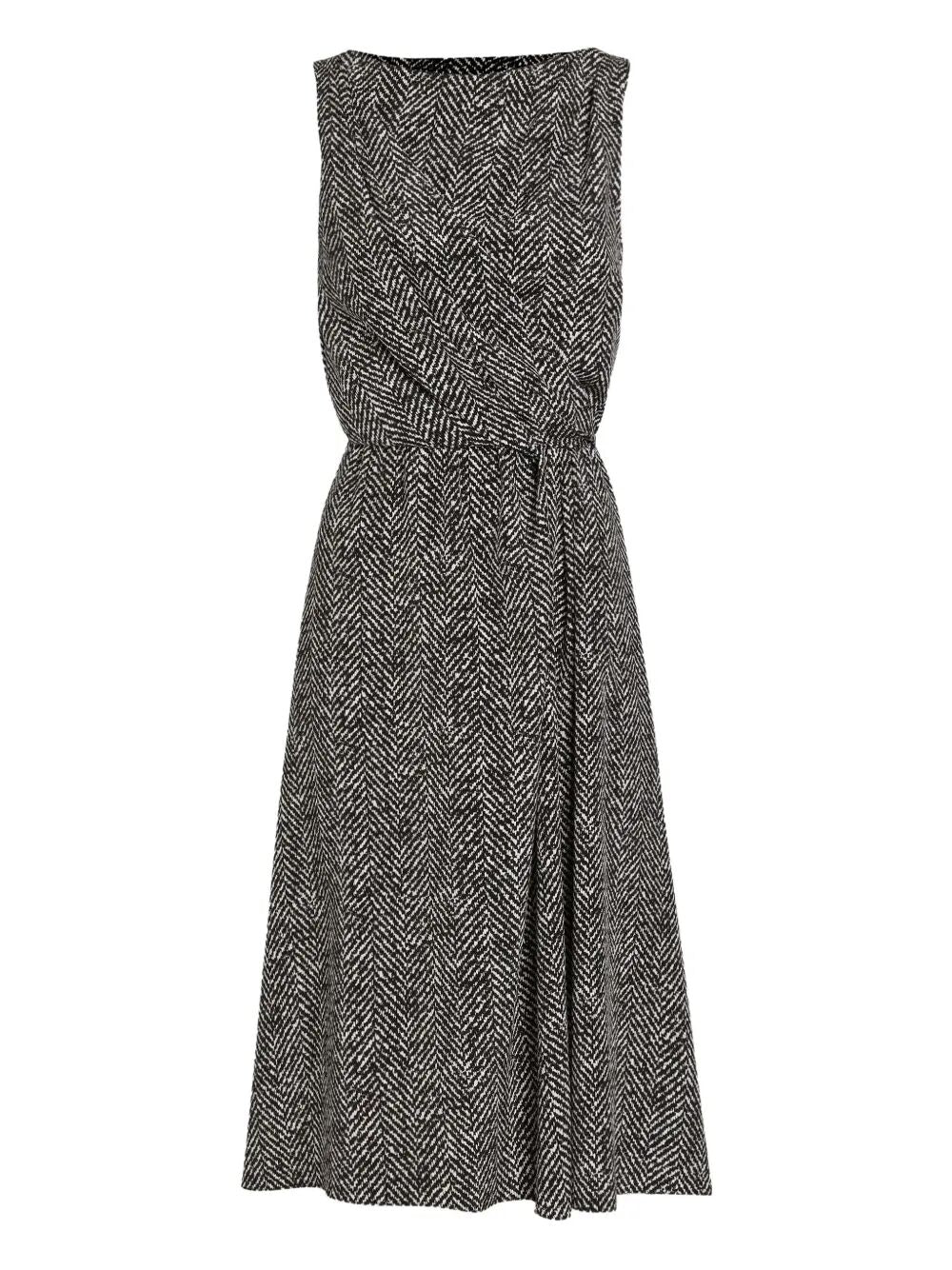 WOOL HERRINGBONE MIDI DRESS