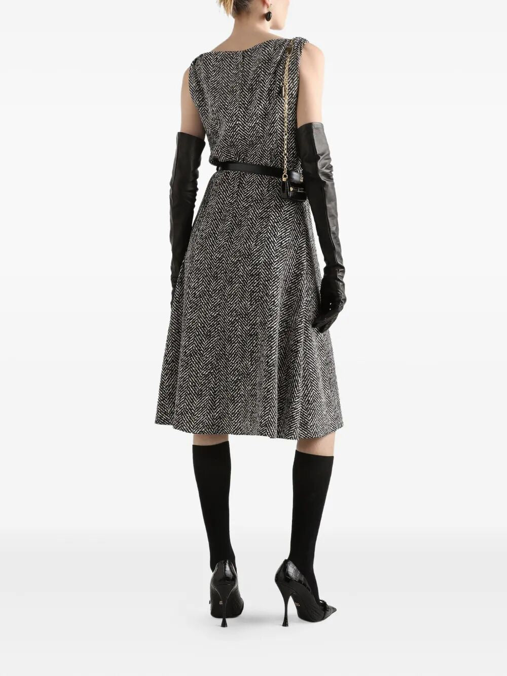 WOOL HERRINGBONE MIDI DRESS