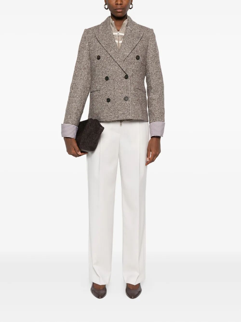 DOUBLE-BREASTED WOOL SHORT COAT