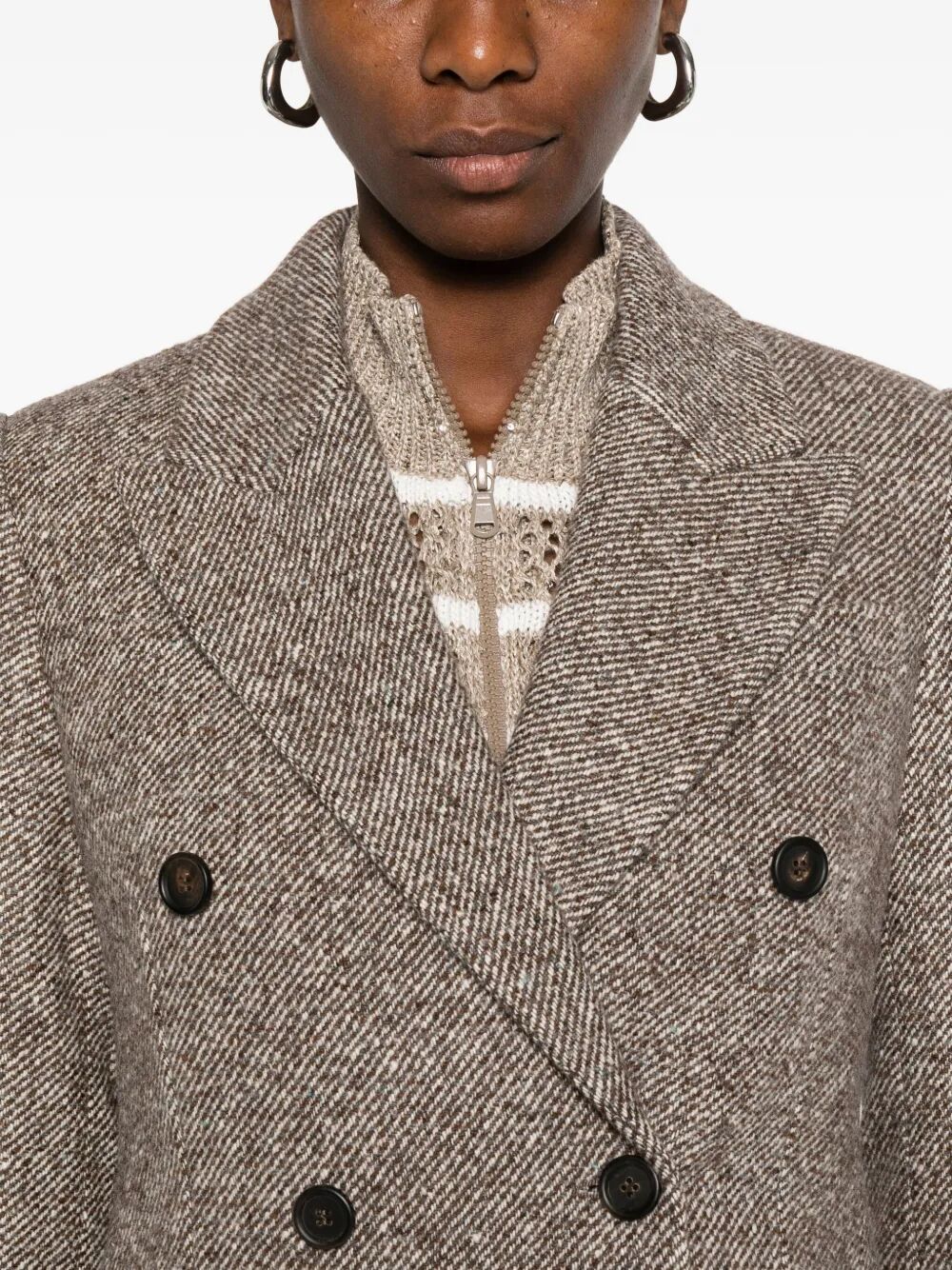 DOUBLE-BREASTED WOOL SHORT COAT