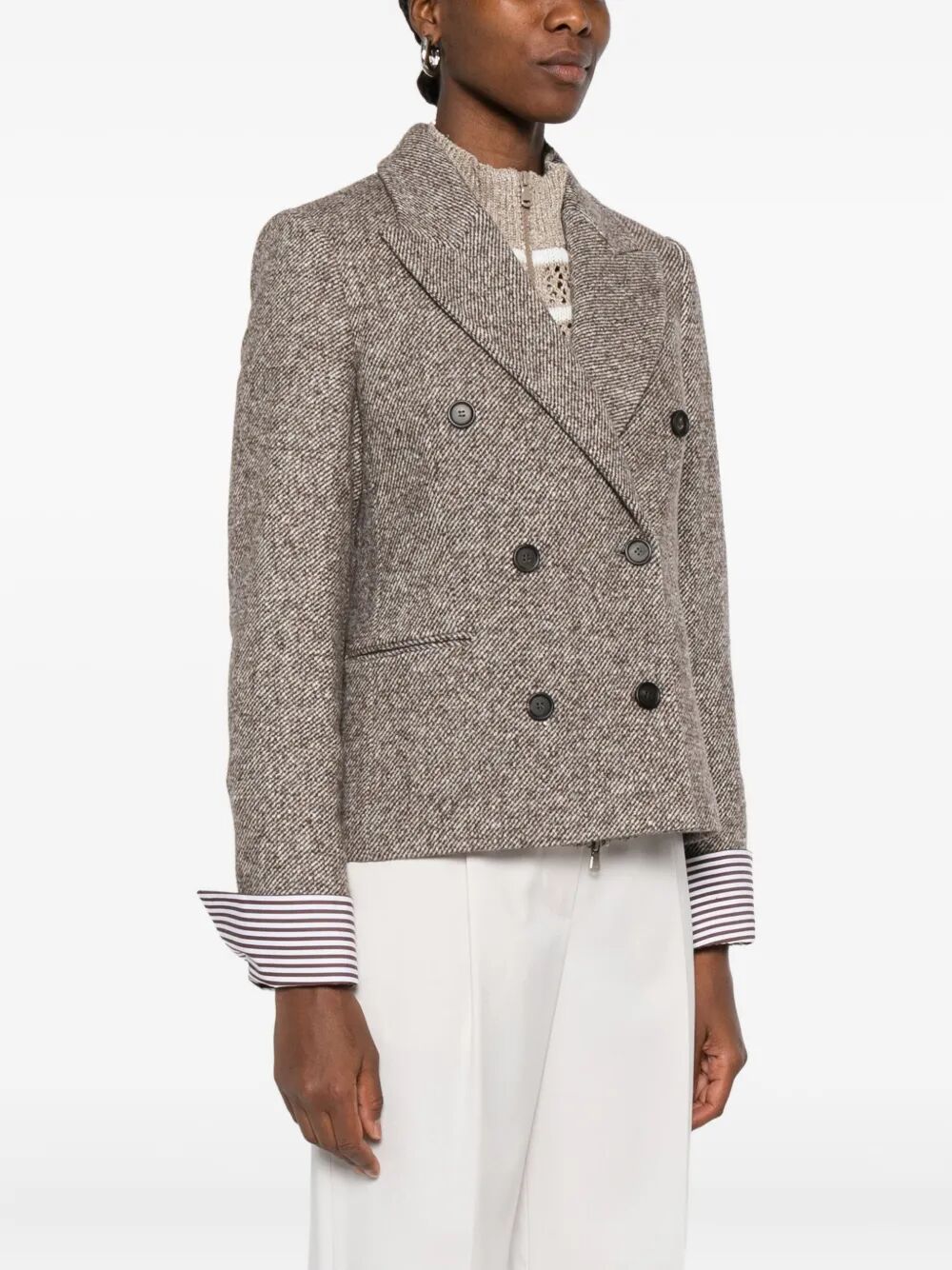 DOUBLE-BREASTED WOOL SHORT COAT