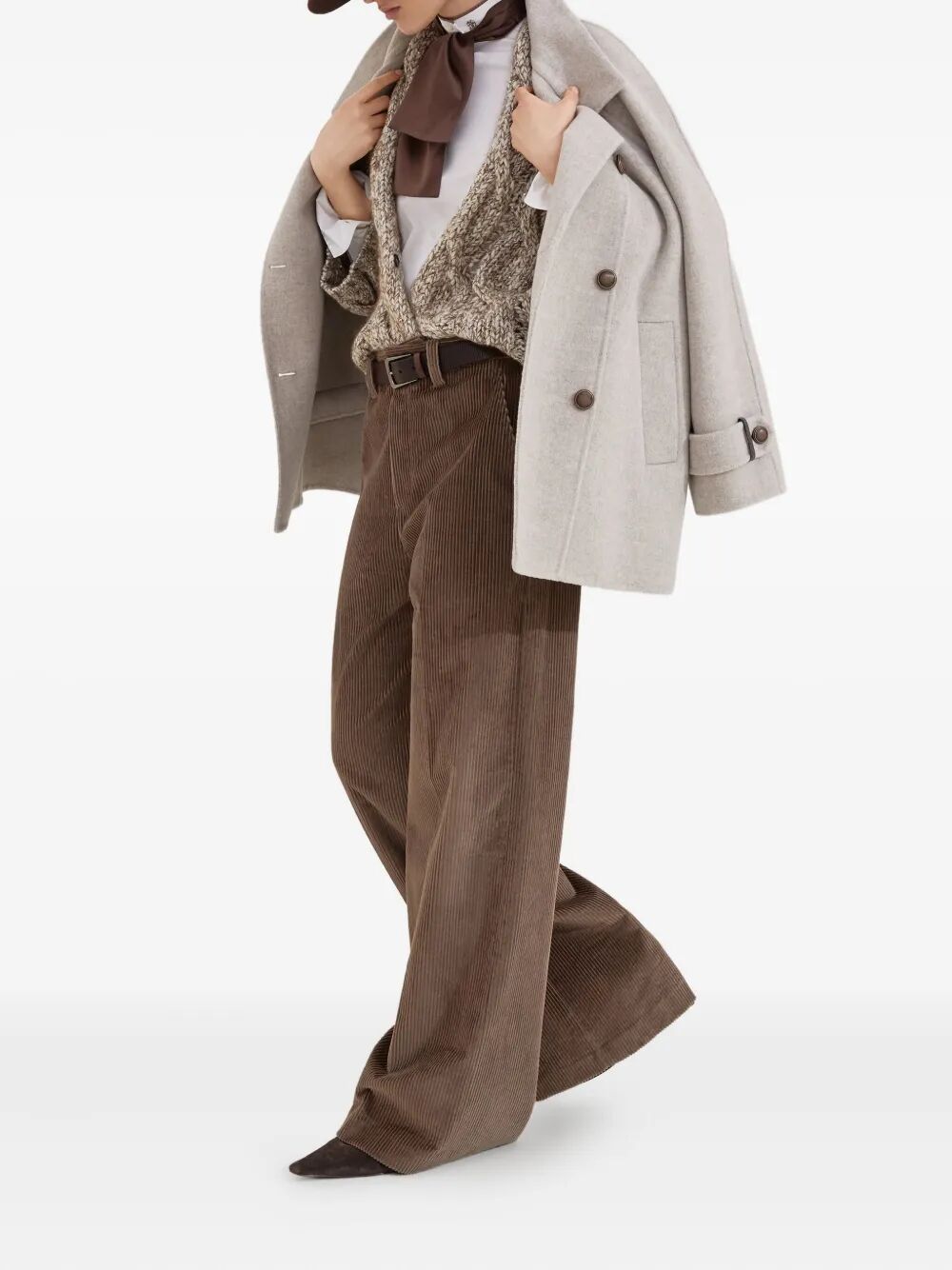COTTON CORDUROY LOOSE TROUSERS WITH MONILI