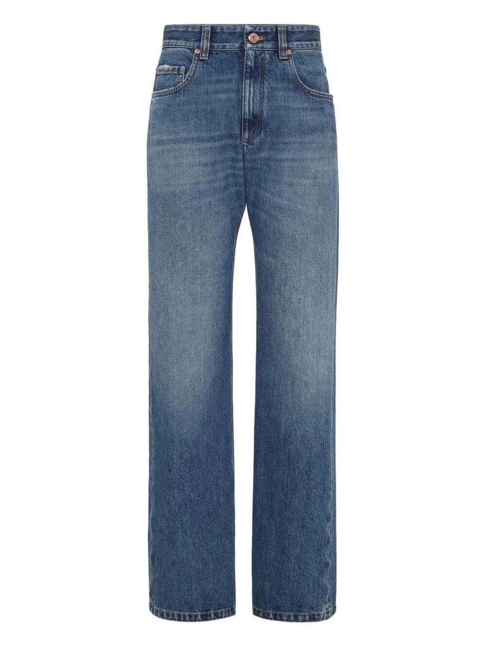 AUTHENTIC DENIM COLUMN JEANS WITH MONILI