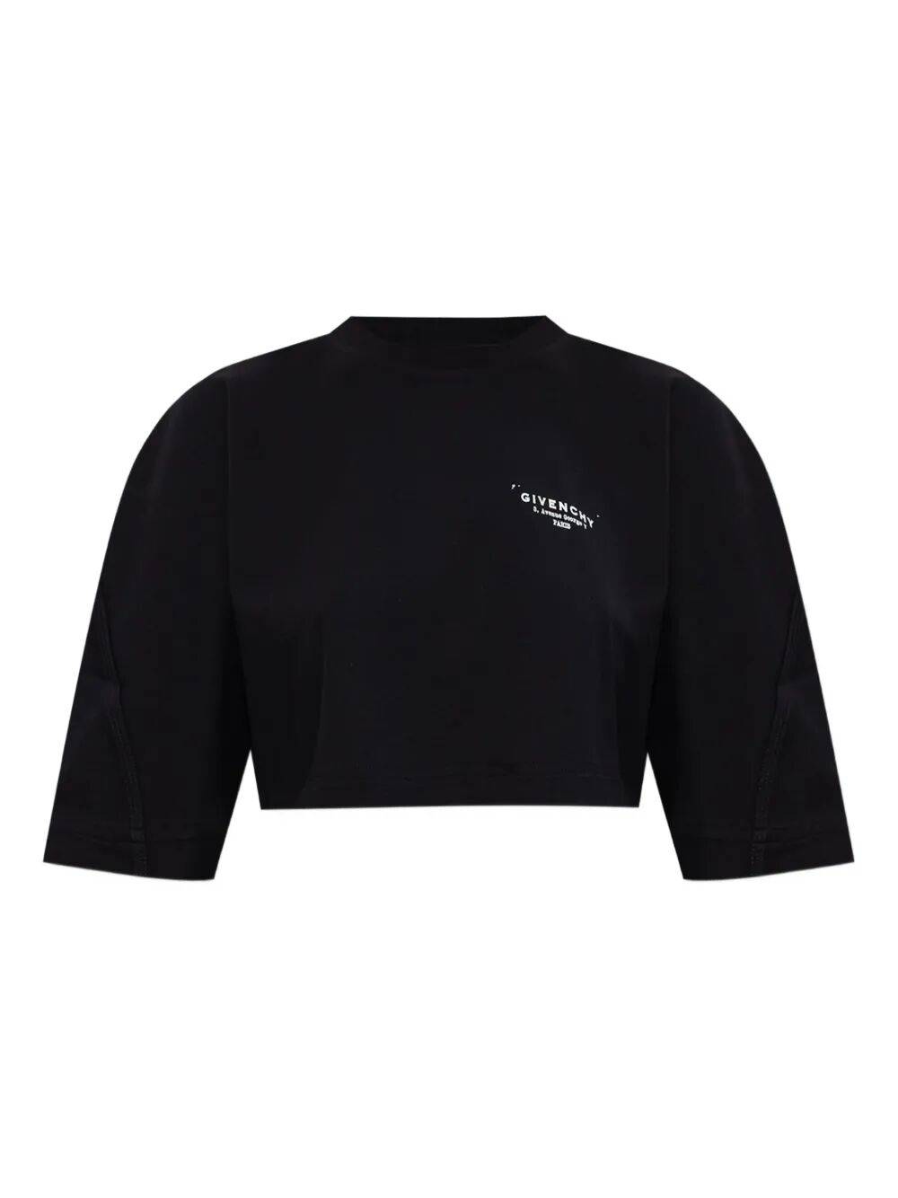CROPPED FIT T-SHIRT IN COTTON WITH GIVENCHY STAMP PRINT