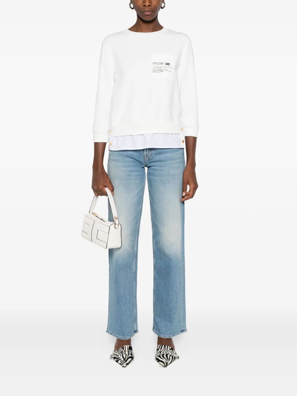 FLEECE TOP WITH DETAILS IN POPLIN FABRIC