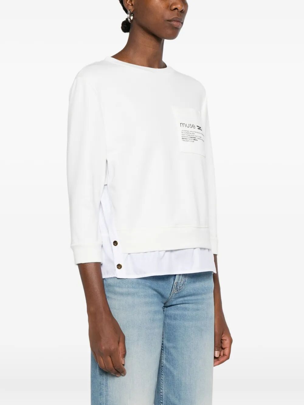 FLEECE TOP WITH DETAILS IN POPLIN FABRIC