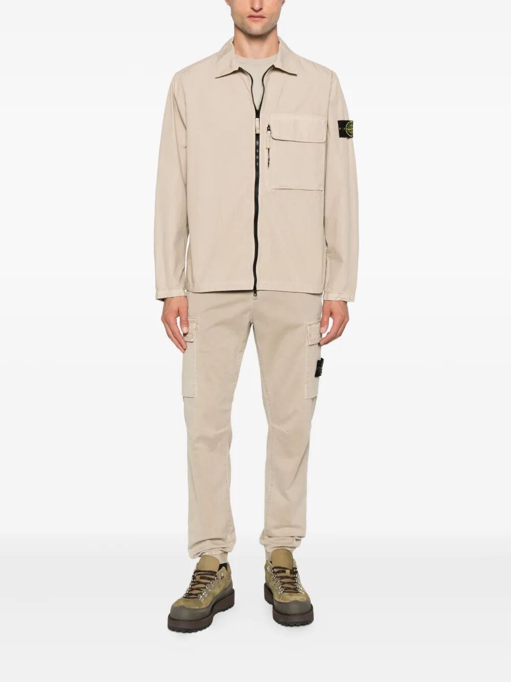 TAPERED FIT COTTON CARGO PANTS WITH ELASTICATED WAISTBAND