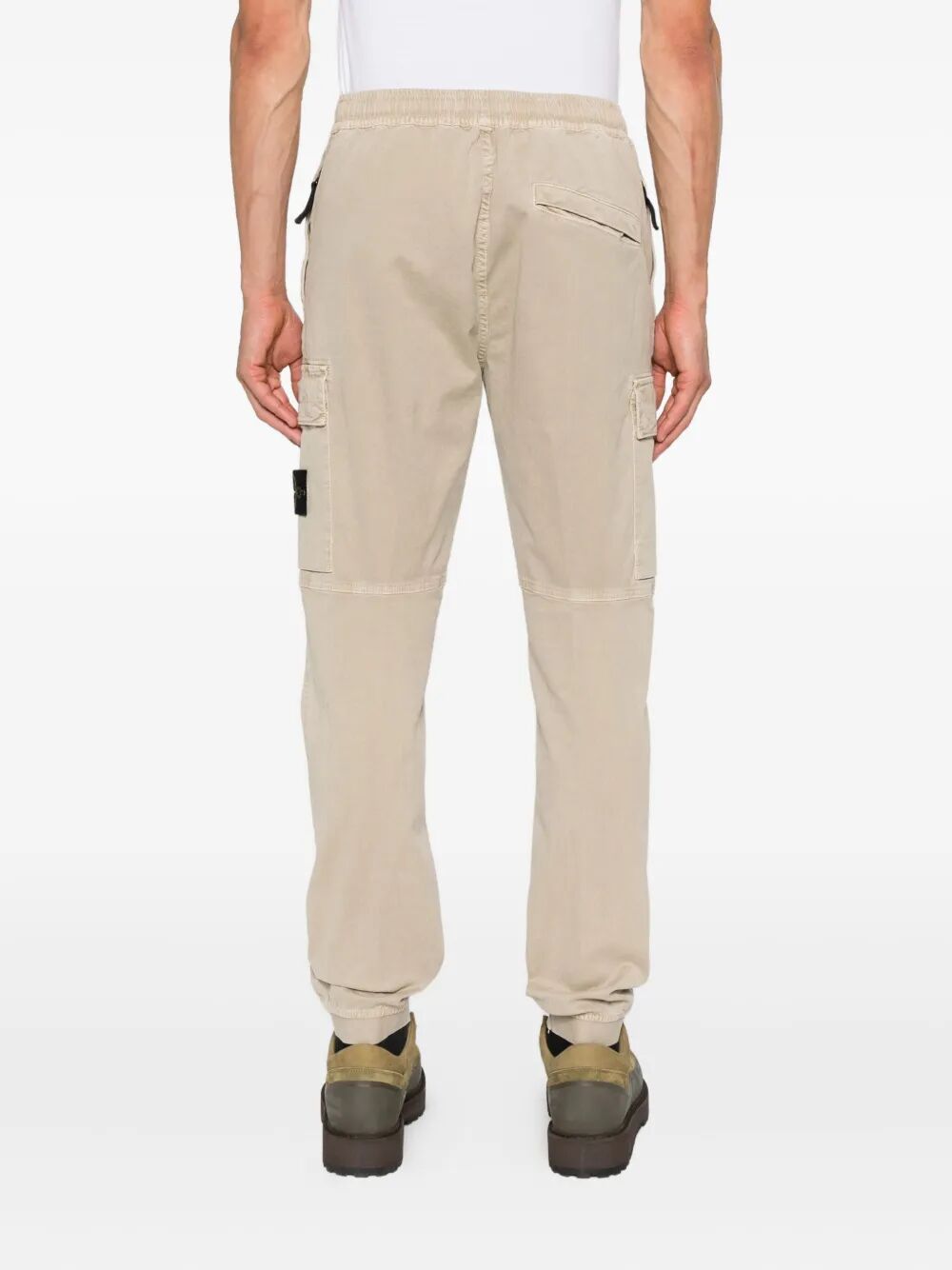 TAPERED FIT COTTON CARGO PANTS WITH ELASTICATED WAISTBAND