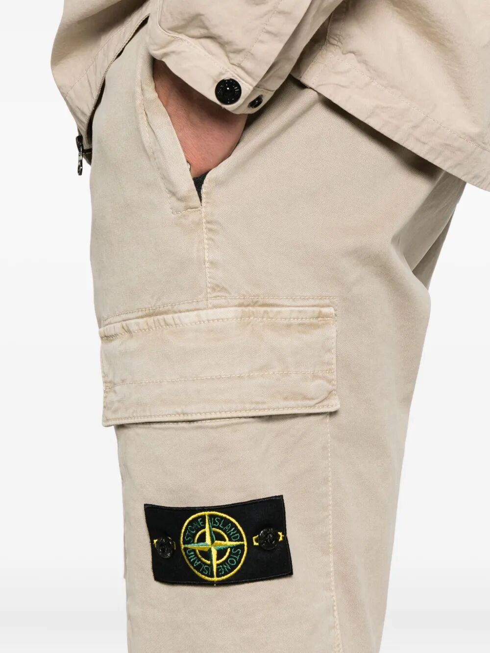 TAPERED FIT COTTON CARGO PANTS WITH ELASTICATED WAISTBAND