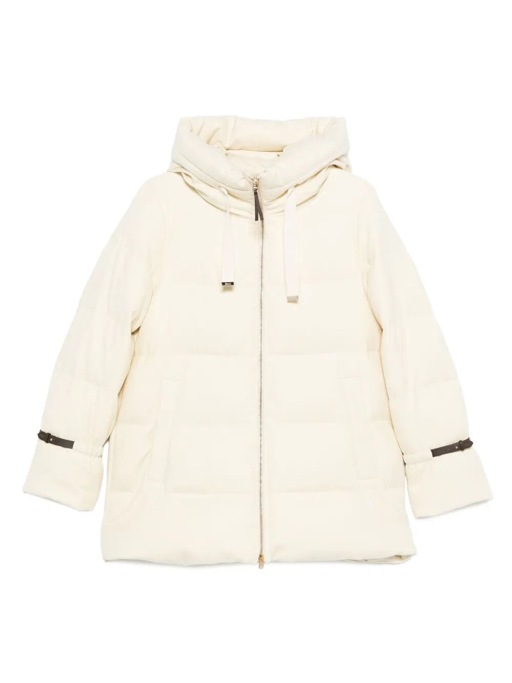 HOODED MEDIUM-LENGTH WOOL DOWN JACKET WITH ZIP