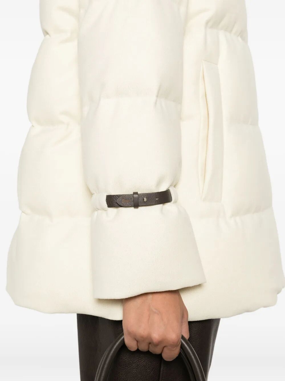 HOODED MEDIUM-LENGTH WOOL DOWN JACKET WITH ZIP