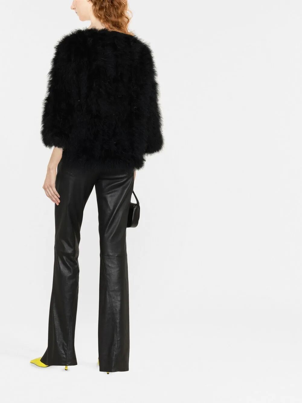 3/4 SLEEVES SHORT FEATHER JACKET