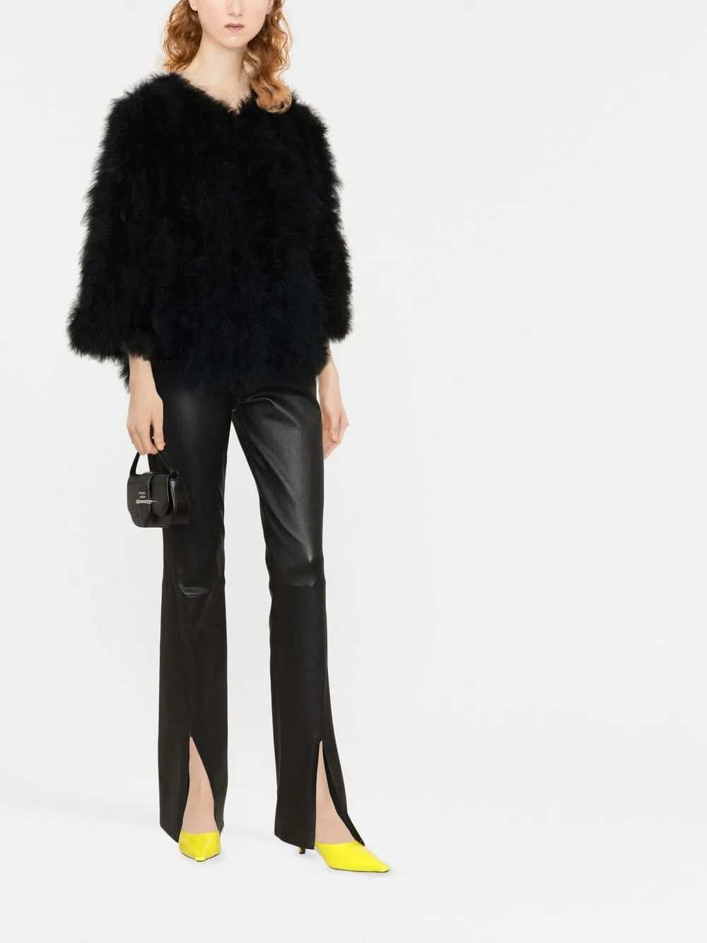 3/4 SLEEVES SHORT FEATHER JACKET