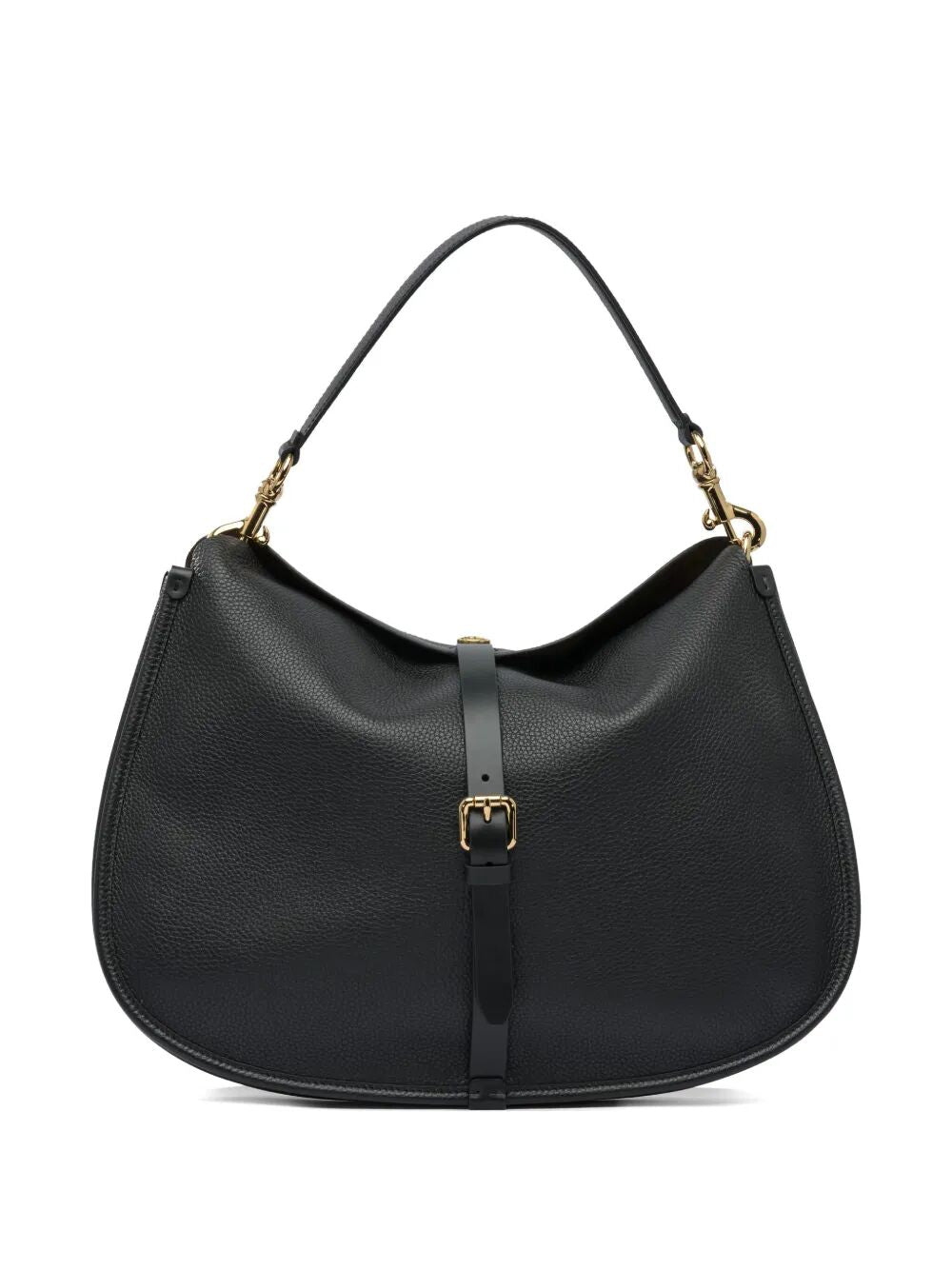 BUCKLE-FASTENING EXTRA-LARGE LEATHER SHOULDER BAG