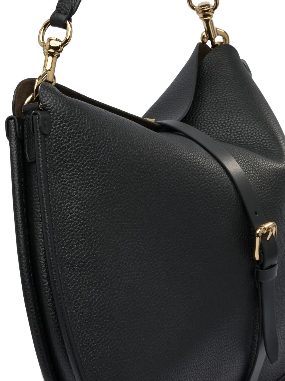 BUCKLE-FASTENING EXTRA-LARGE LEATHER SHOULDER BAG