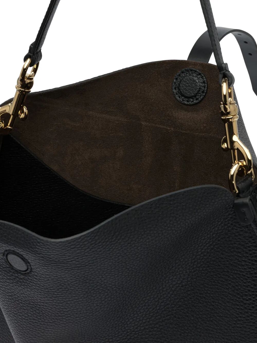 BUCKLE-FASTENING EXTRA-LARGE LEATHER SHOULDER BAG