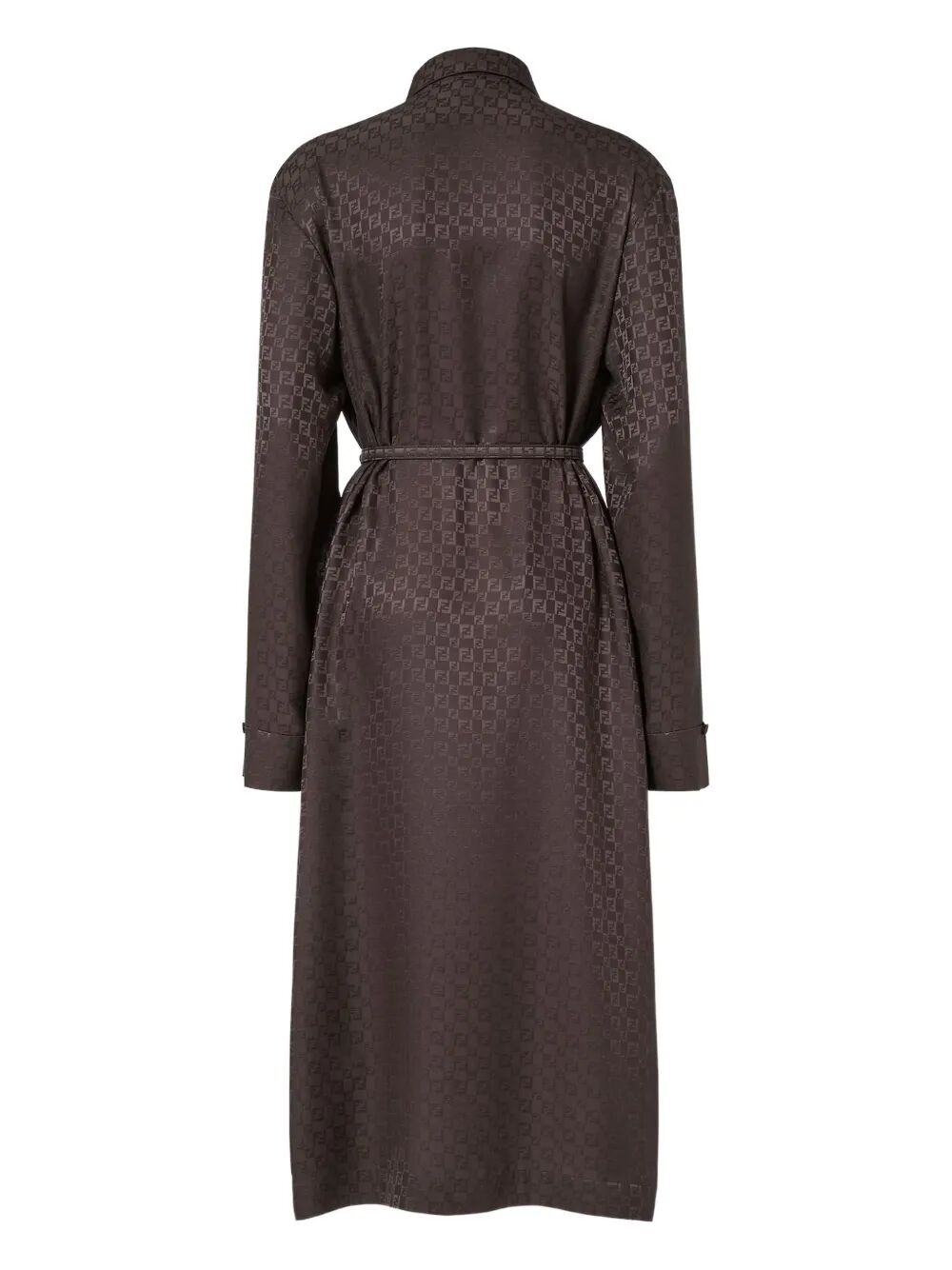FF JACQUARD SILK MIDI SHIRT DRESS