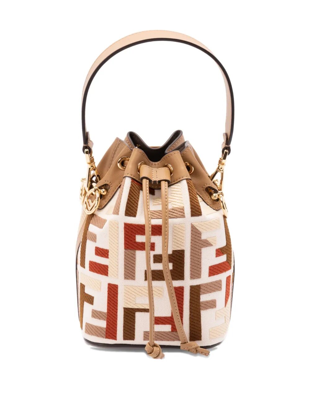 MON TRESOR CANVAS BUCKET BAG WITH FF EMBROIDERY