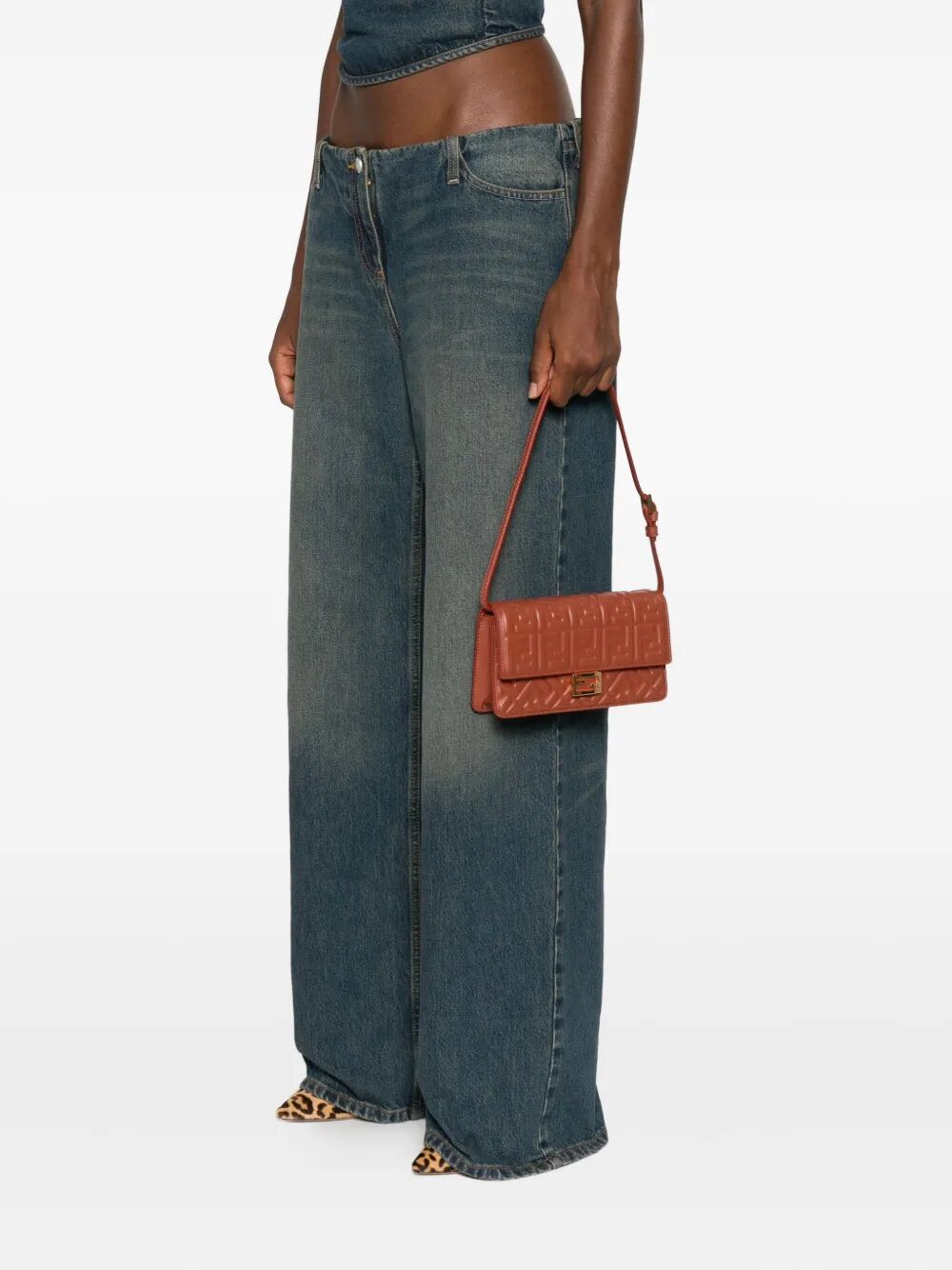 WALLET ON CHAIN BAGUETTE IN NAPPA LEATHER WITH FF MOTIF