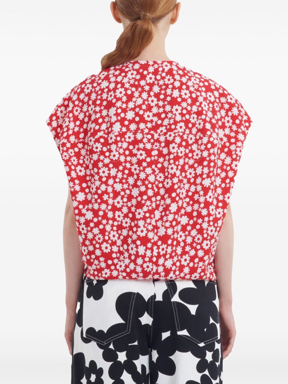 POP FIELDS SHORT SLEEVED SATIN TOP
