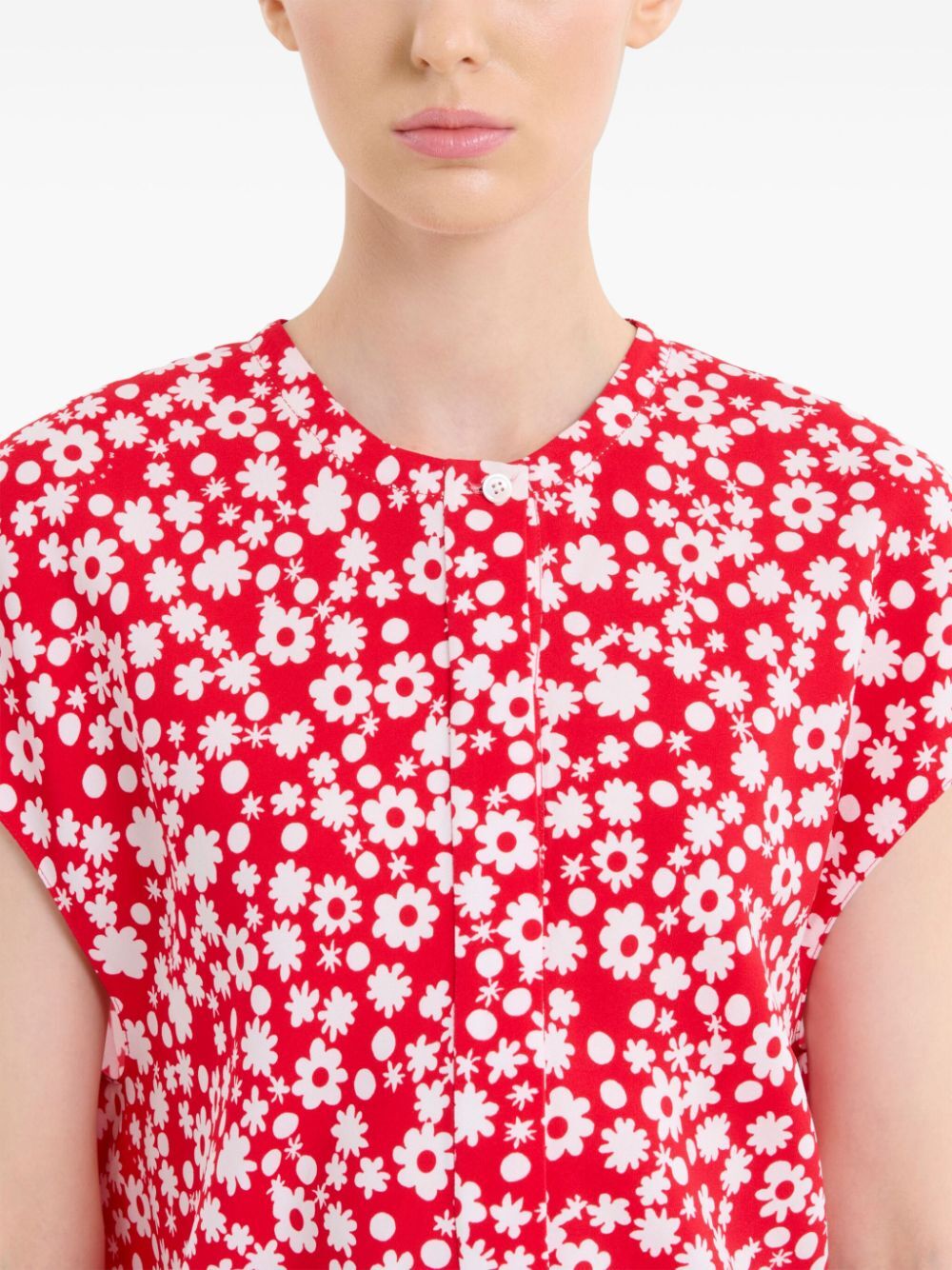 POP FIELDS SHORT SLEEVED SATIN TOP
