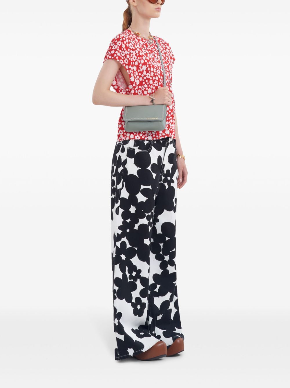POP FIELDS SHORT SLEEVED SATIN TOP