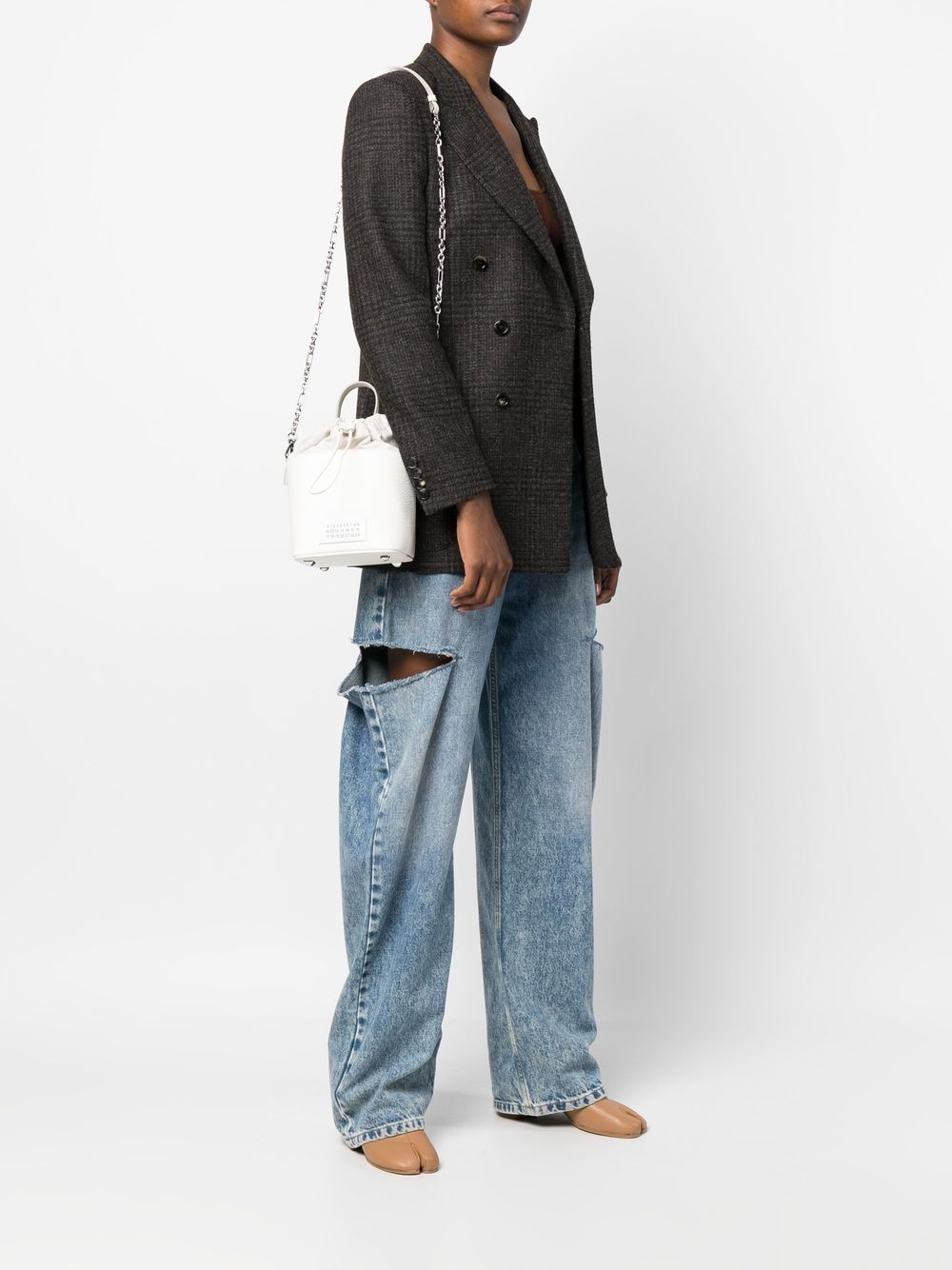 5AC LEATHER AND CANVAS SMALL BUCKET BAG