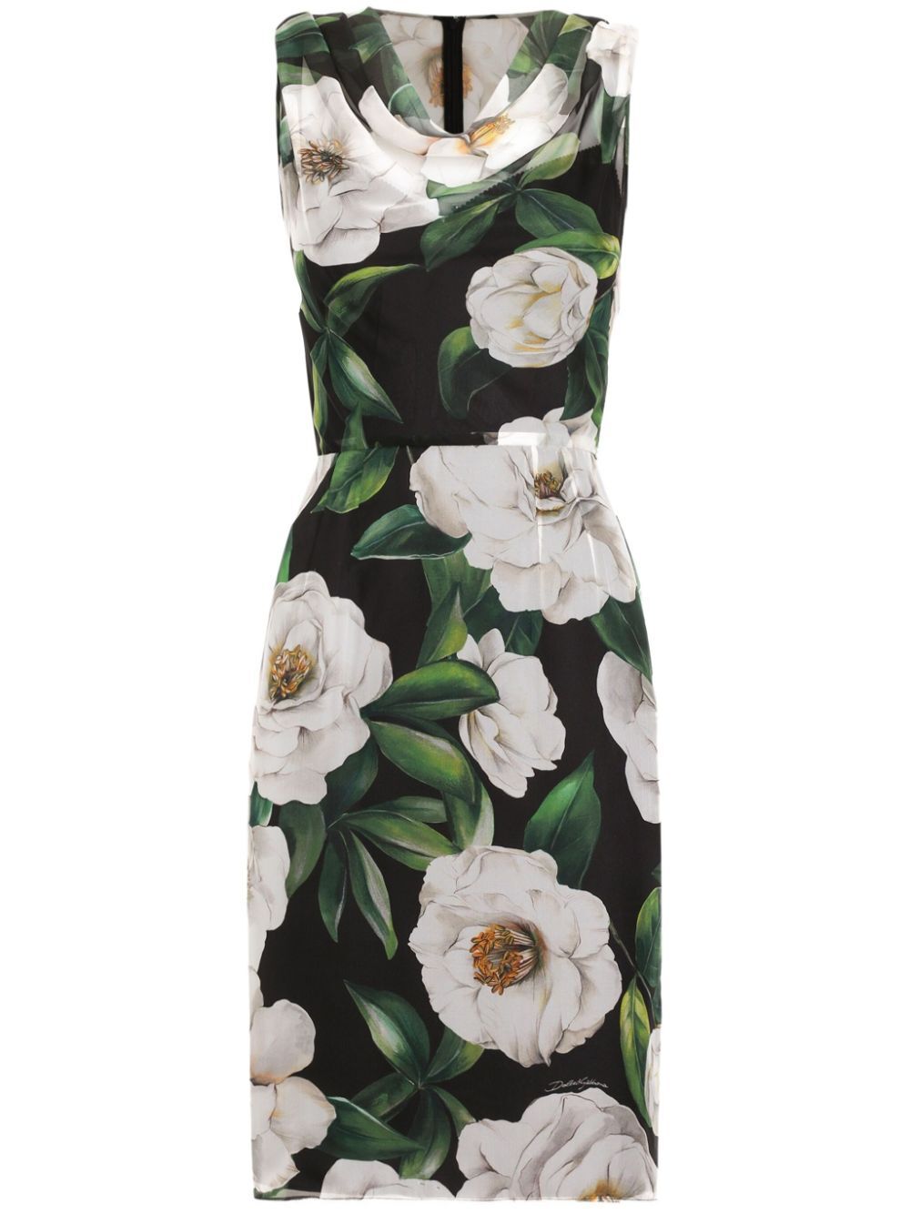 FLORAL-PRINT MIDI SHEATH DRESS
